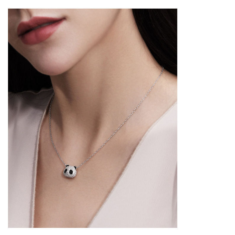 Quốc Gia Hợp Thời Trang Gấu Trúc Tinh Tế Full Zircon Mặt Dây Chuyền Bông Tai Nhỏ Dễ Thương Phù Hợp Với Xương Đòn Dây Xích ins Xương Đòn Hợp Thời Trang