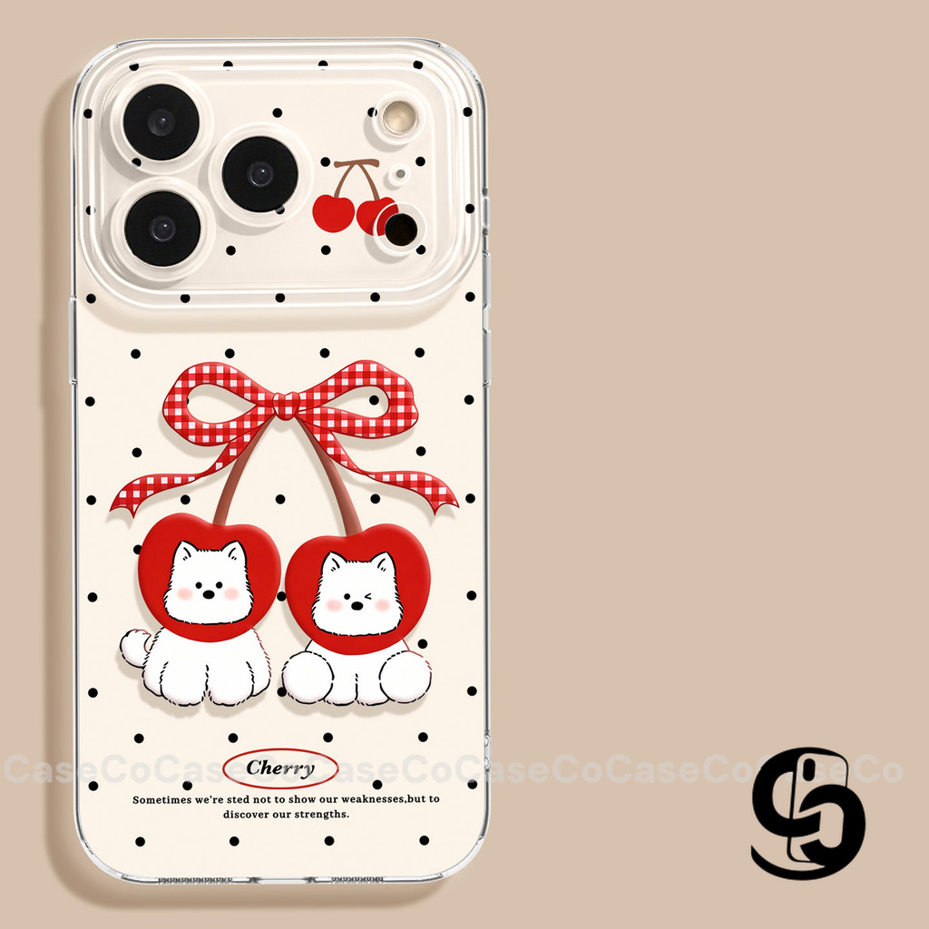Ốp Lưng Cho Samsung A17 A07 A36 A06 A56 A16 A26 A14 A15 A55 A05s A05 A03 A51 A04 A32 Bìa Sweet Cherry Puppy