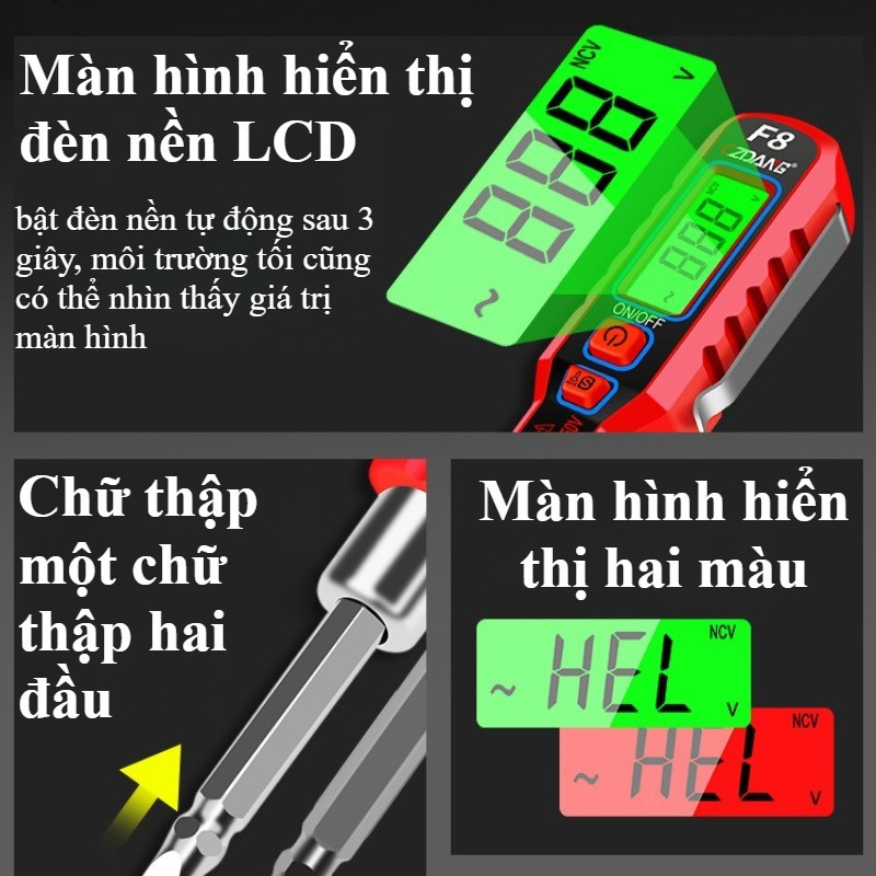 Bút Thử điện Cách điện B20, Vít Điện 2 Đầu Chữ Thập, Màn Hình Kỹ Thuật Số, Bút Thử điện Cách điện đa Chức Năng