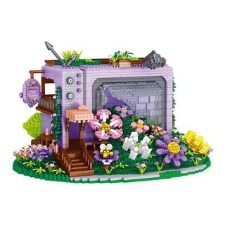 Zhegao Khối Xây Dựng Lắp Ráp TV Cửa Hàng Hoa Sáng Tạo Quan Điểm Phố Xếp Hình Bé Trai Bé Gái Quà Tặng Sinh Nhật