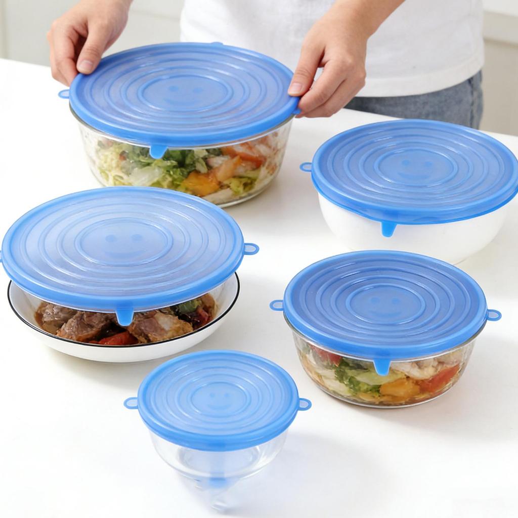 6 / 18 / 30 Chiếc Nắp Co Giãn Silicon Cao Cấp Thực Phẩm, Vỏ Chống Rò Rỉ Kín Hơi Cho Bát Đĩa Trái Cây, Máy Rửa Bát Vi Sóng Tủ Lạnh An Toàn