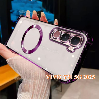 VIVO Y31 5G 2025 Ốp Lưng Mới Từ Tính Chống Sốc Trong Suốt Có Vòng Nam Châm 2025 Thiết Kế Mới Vỏ Trong Suốt VIVOY31 Vỏ Điện Thoại Mềm Siêu Mỏng