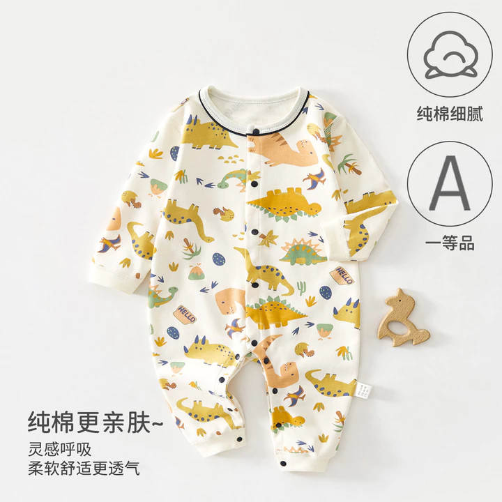 Bộ áo liền quần cho bé Cotton nguyên chất Lớp một mùa thu Quần áo trẻ em không xương Áo liền quần dễ thương Quần áo trẻ em Anyang Quần áo trẻ em