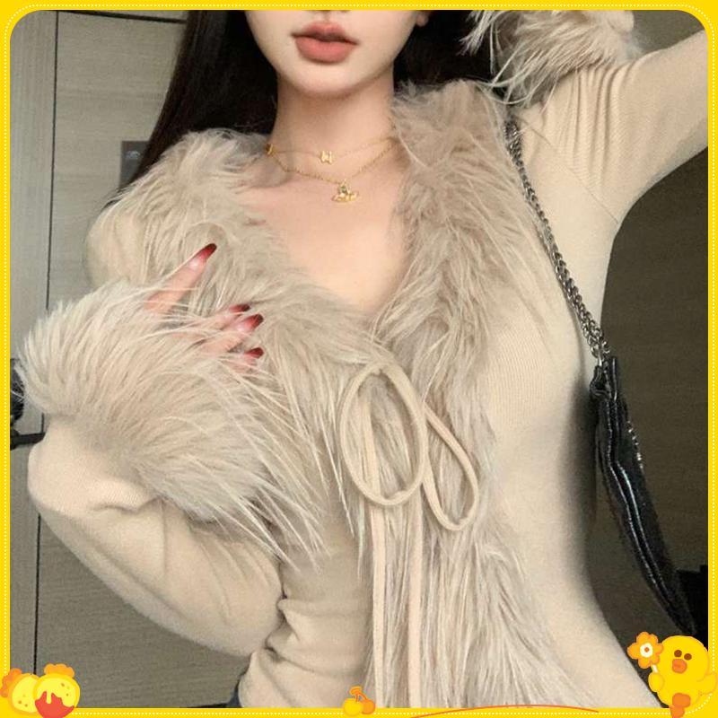 Áo Len Cardigan Mỏng Cổ V, Chất Liệu Furry Thời Trang
