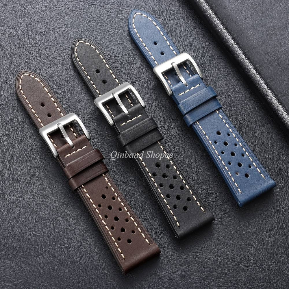 Racing Rally Vintage Dây đeo đồng hồ da thật bằng dầu cho SEIKO Diver 18mm 20mm 22mm 24mm Dây đeo đồng hồ Vòng đeo tay dành cho nam nữ