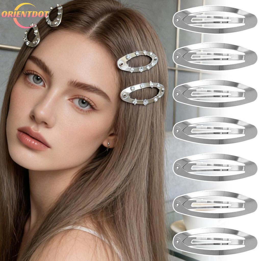 Kẹp Tóc Hình Bầu Dục Kim Loại Bạc - Bộ 20/30 Chiếc, Chất Lượng Cao, Đẹp Bền