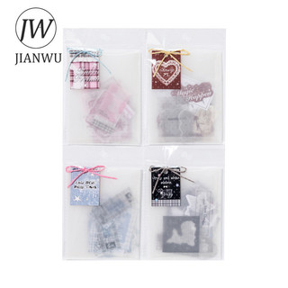 JIANWU Vô Cơ Muối Màu Series Dễ Thương Họa Tiết Tình Yêu Phong Cảnh Chất Liệu Cắt Dán Thêu Sò Nhãn Dán Sáng Tạo Tạp Chí Văn Phòng Phẩm