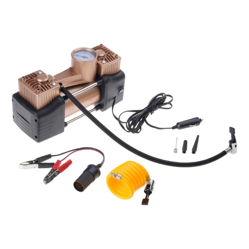 Máy nén khí bơm hơi xi lanh đôi Vision 12V có bảo vệ quá lạm phát để bơm lốp an toàn khi chạy bộ