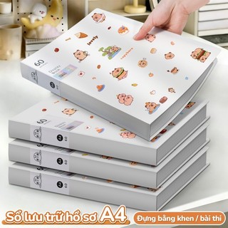 File lá đựng tài liệu A4 trong suốt 40 lá – Tệp đựng hồ sơ học sinh, văn phòng kèm sticker Capybara