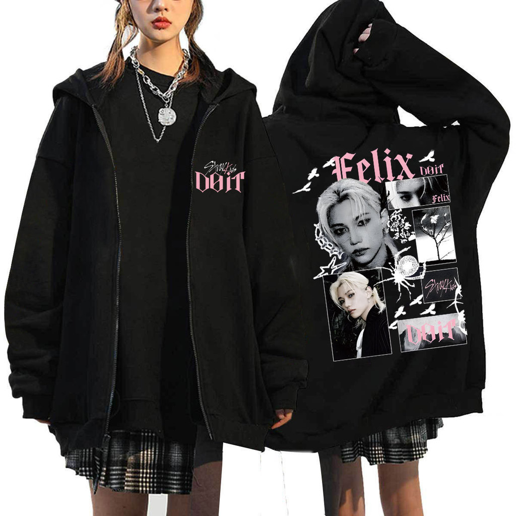 GC12 Stray Kids 2026 FELIX LEE BIẾT KPOP dây kéo Áo khoác Unisex Top GC12
