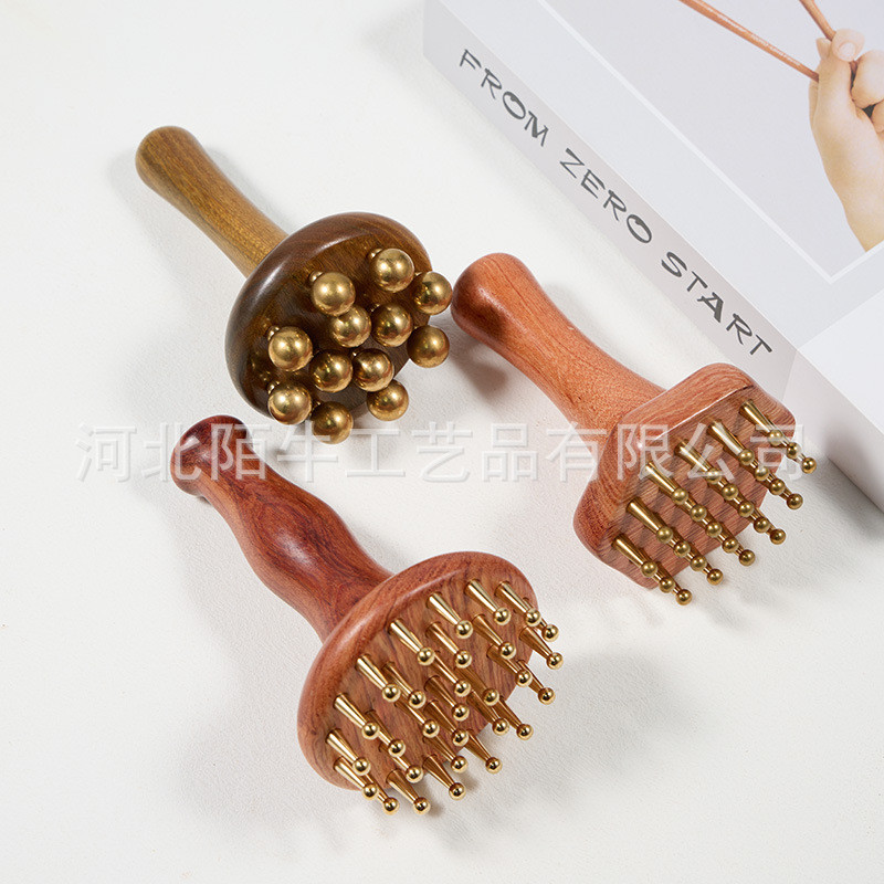 Lược Massage móng tay bằng đồng bằng gỗ hồng ngoại Brazil 28-Tooth Đầu kinh tuyến Lược gỗ nguyên khối năm tầng Bàn chải gỗ đàn hương Lược gia dụng Q2IB