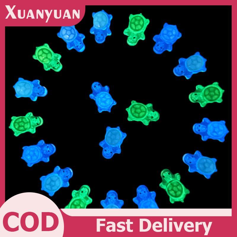 XUAN 100 Chiếc Hoạt Hình 3D Dạ Quang Rùa DIY Dopamine Màu Nhựa Mini Động Vật Phát Sáng Đêm Thu Nhỏ Các Bức Tượng Nhỏ Trang Trí Vườn Cổ Tích VN