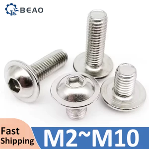Thép không gỉ 304 Allen Lục Giác Ổ Cắm Đầu Nút Tròn Có Vòng Giặt Bu Lông Vít M2 M2.5 M3 M4 M5 M6 M8 M10
