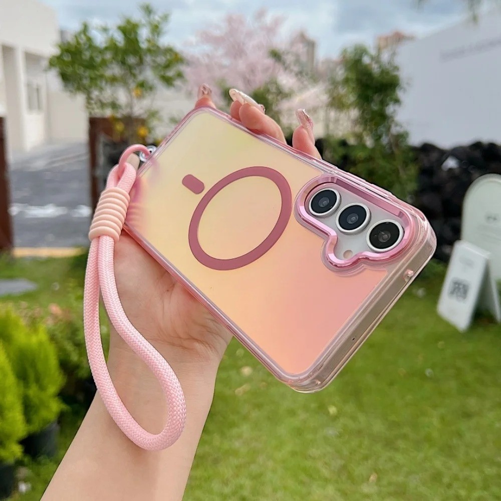 Gradient Laser Dây Đeo Tay Từ Tính Dành Cho Samsung S26 S25 S24 Ultra S26 Plus S24 S25 FE Edge Acrylic Cover