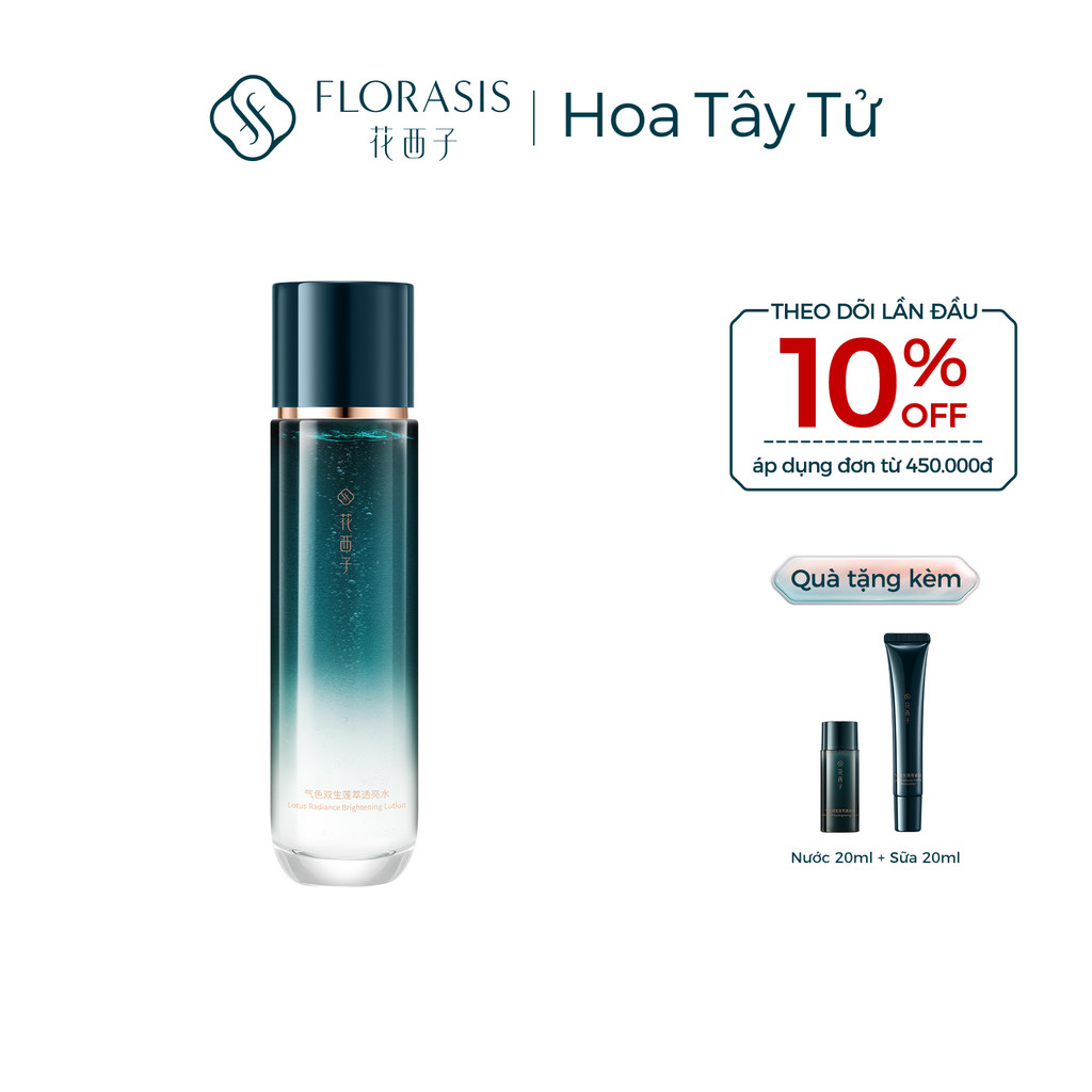 Florasis (Hoa Tây Tử) Bộ nước hoa hồng & sữa dưỡng dòng Rạng rỡ tự nhiên gồm sữa dưỡng săn chắc 100ml và nước dưỡng sáng da 120ml Lotus Radiance— Dưỡng ẩm, làm sáng da, chống lão hóa, mờ nếp nhăn và phục hồi da