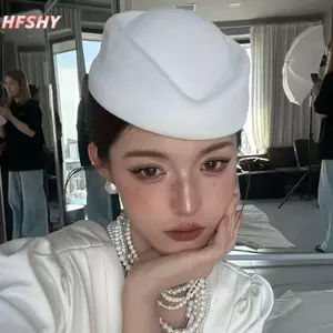 Mũ nồi hàng không tiếp viên vintage, flat top, phụ kiện tóc