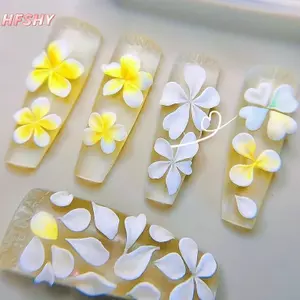 HFSHY 3D Silicone Hoa Móng Tay Nghệ Thuật Khắc Khuôn Acrylic Hibiscus Hoa Năm Cánh Hoa DIY Móng Tay Nghệ Thuật Trang Trí Trong Suốt Mẫu VN
