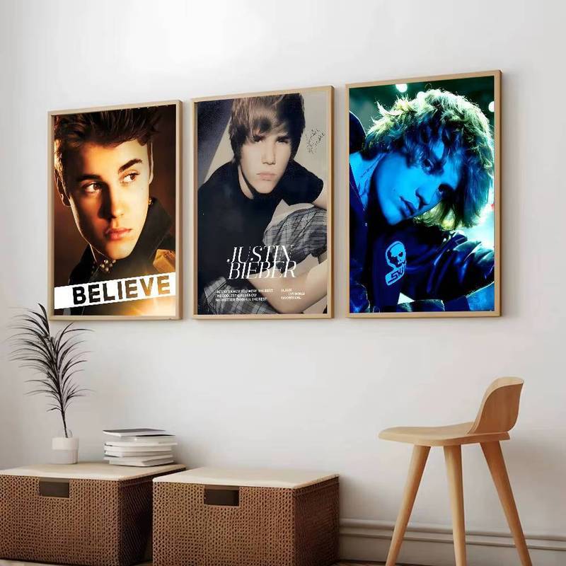 Justin Bieber Ca Sĩ Canvas Poster Nghệ Thuật Treo Tường Cho Phòng Cafe Trang Trí Nhà