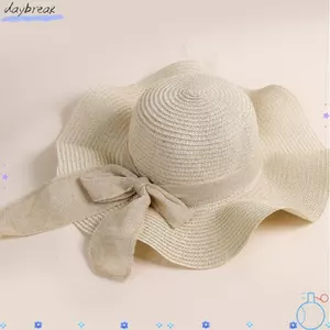 Mũ Rơm Du Lịch DAYBREAK, Mũ Đi Biển Chống Tia UV Có Thể Gập Lại, Thời Trang Di Động Vành Rộng Nơ Ruy Băng Tấm Che Nắng Mũ