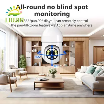 Camera an ninh bóng đèn LIUJIR, Camera WiFi không dây WiFi 360 độ 5GHz, Vít quan sát ban đêm đầy đủ màu được thiết kế Camera giám sát theo dõi con người tự động An ninh trong nhà