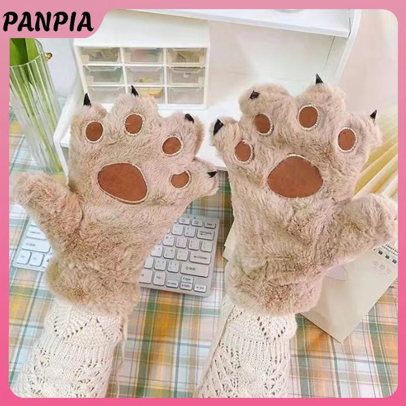 Găng Tay Mùa Đông Nữ Phong Cách Gấu, Thiết Kế Palm Paw, Nội Bộ Fluffy