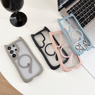 Ốp Điện Thoại Từ Tính Hình Tai Mèo Cho Samsung Galaxy S26 S25 S24 S23 Plus Ultra Edge TPU + PC Vỏ Thời Trang Chống Rơi