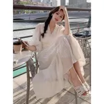 [24169] Đầm Maxi Voan Trắng Vintage Cổ V Tay Dài Dáng Xòe Tiểu Thư – Đầm Voan Lụa Cao Cấp Mặc Đi Biển Cecelia — ảnh 1