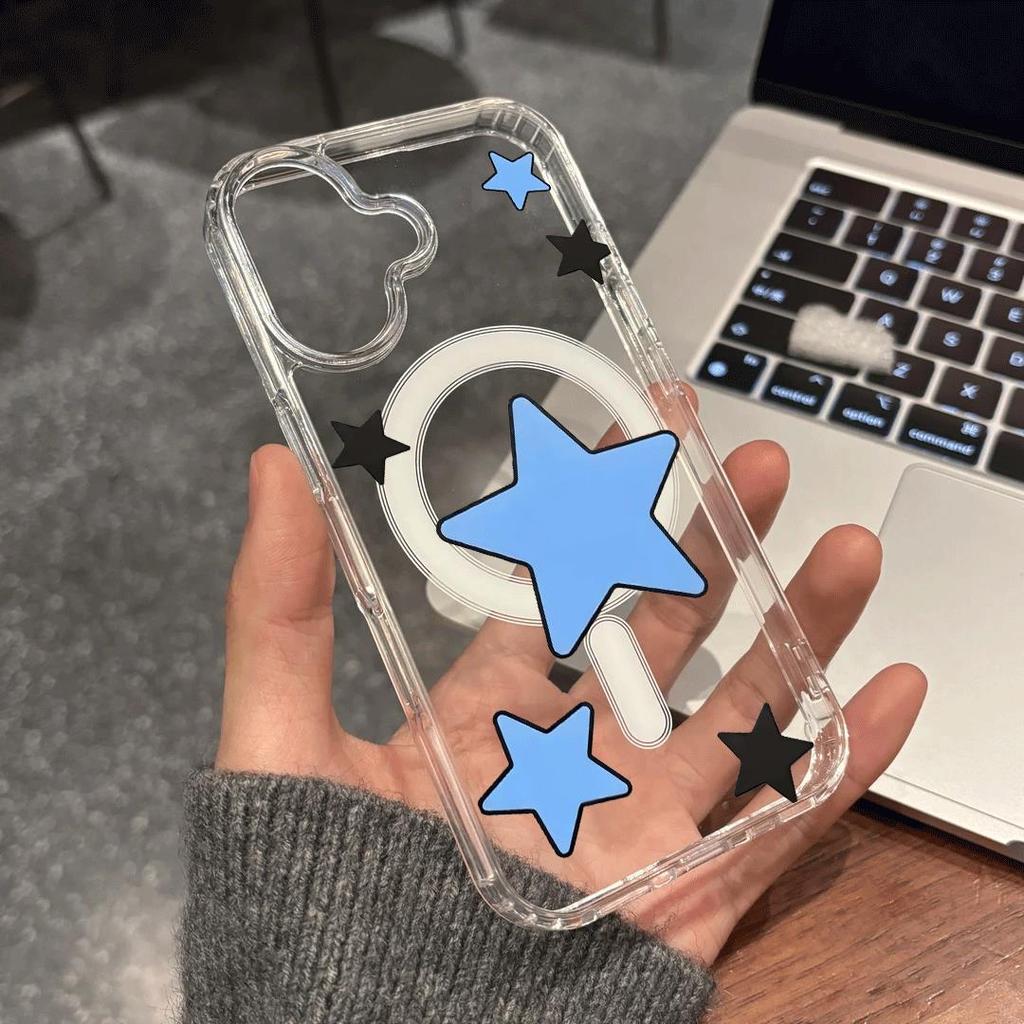 Blue Star White Bar cho trường hợp iPhone 17promax iPhone 16 Dễ thương 15pro Rõ ràng 14 Ý tưởng