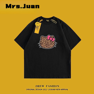 Áo thun Hello Kitty da báo cho bé – Cotton mềm form rộng mùa hè