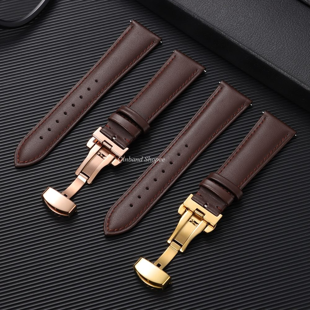Khóa bướm 4 màu - Dây đeo đồng hồ da thật bằng da bò 12 / 14 / 16 / 18 / 20 / 22mm Dây đeo đồng hồ da phát hành nhanh dành cho nữ Thay thế vòng tay đồng hồ nam