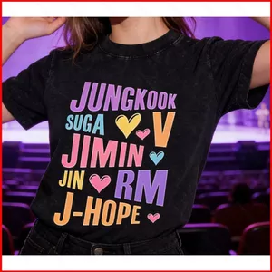 Áo thun cotton dày BTS KPOP 220G - Phối hình Jungkook, Suga, J-Hope, V, Jimin, Jin