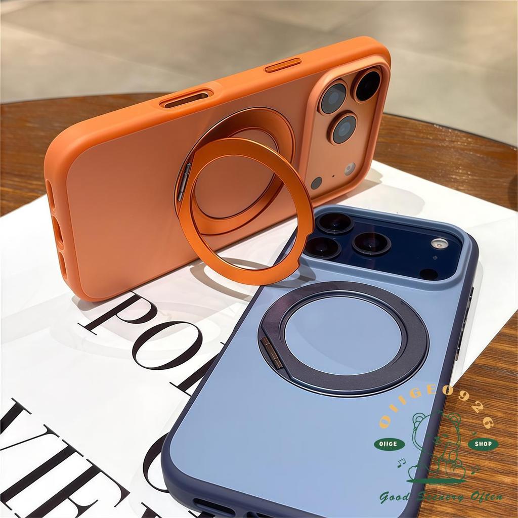 【 Ốp lưng iPhone17 】 Màu cam Chống rơi Chất lỏng xoay siêu mỏng Giá đỡ từ tính Vỏ điện thoại iphone17 Pro Max 16 15 cho vỏ iPhone Vỏ mềm silicon TPU chống sốc