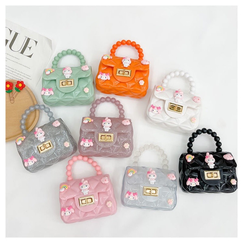 Túi đeo chéo quai ngọc mini cho bé gái có Sticker xinh xắn dễ thương chất bền đẹp, tặng kèm dây đeo xinh xắn