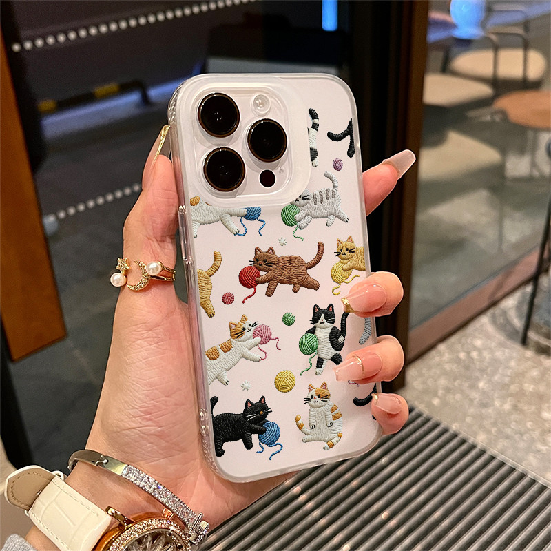 Dễ thương Cat Party Carnival Night cho 16 trường hợp điện thoại iPhone 17Air Frosted Meta Air Case 14 13 11Pro