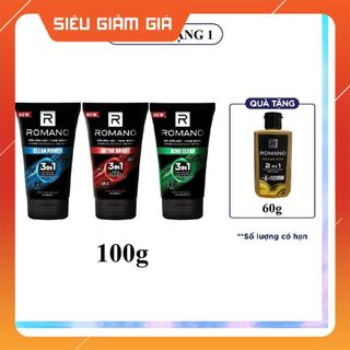 Mua 1 tặng 1 - Sữa rửa mặt Romano đa tác dụng dành cho nam giới 100g tặng 1 chai sữa tắm gội 60g