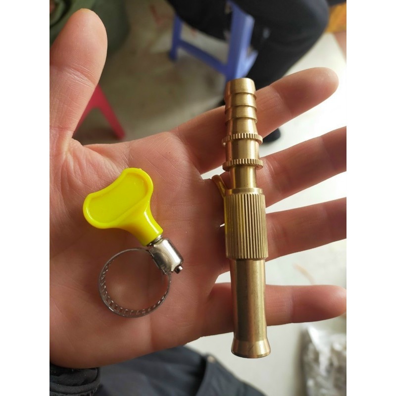 Đầu vòi xịt tăng áp lực nước mini Vòi xịt nước tăng áp đa năng bằng đồng tưới cây rửa xe cực mạnh kèm đai siết ống
