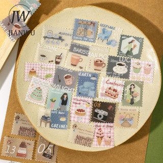 JIANWUHer Cuối Tuần Email Series Vintage Cà Phê Du Lịch Hoa Tem Phong Cảnh Chất Liệu Cắt Dán Sáng Tạo Tạp Chí Văn Phòng Phẩm
