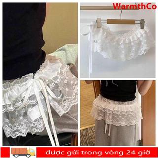 Váy Mini Ren WARMTHCO ren xù thêu hoa, phù hợp với quần jean, xu hướng Y2K