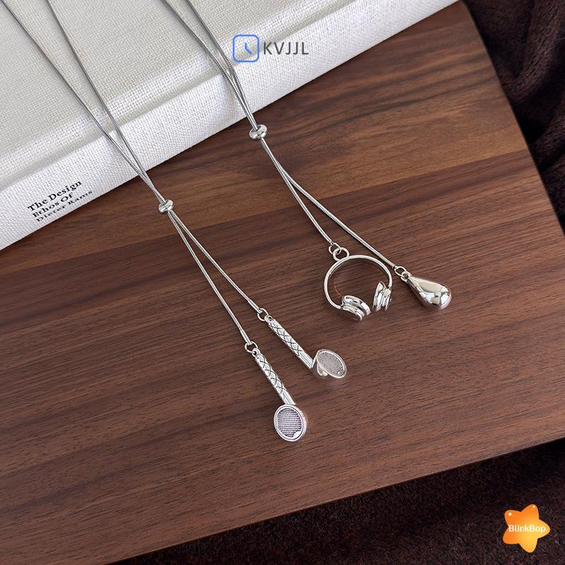 Tai nghe bạc mặt dây chuyền giọt nước phong cách INS đơn giản, phù hợp làm quà tặng