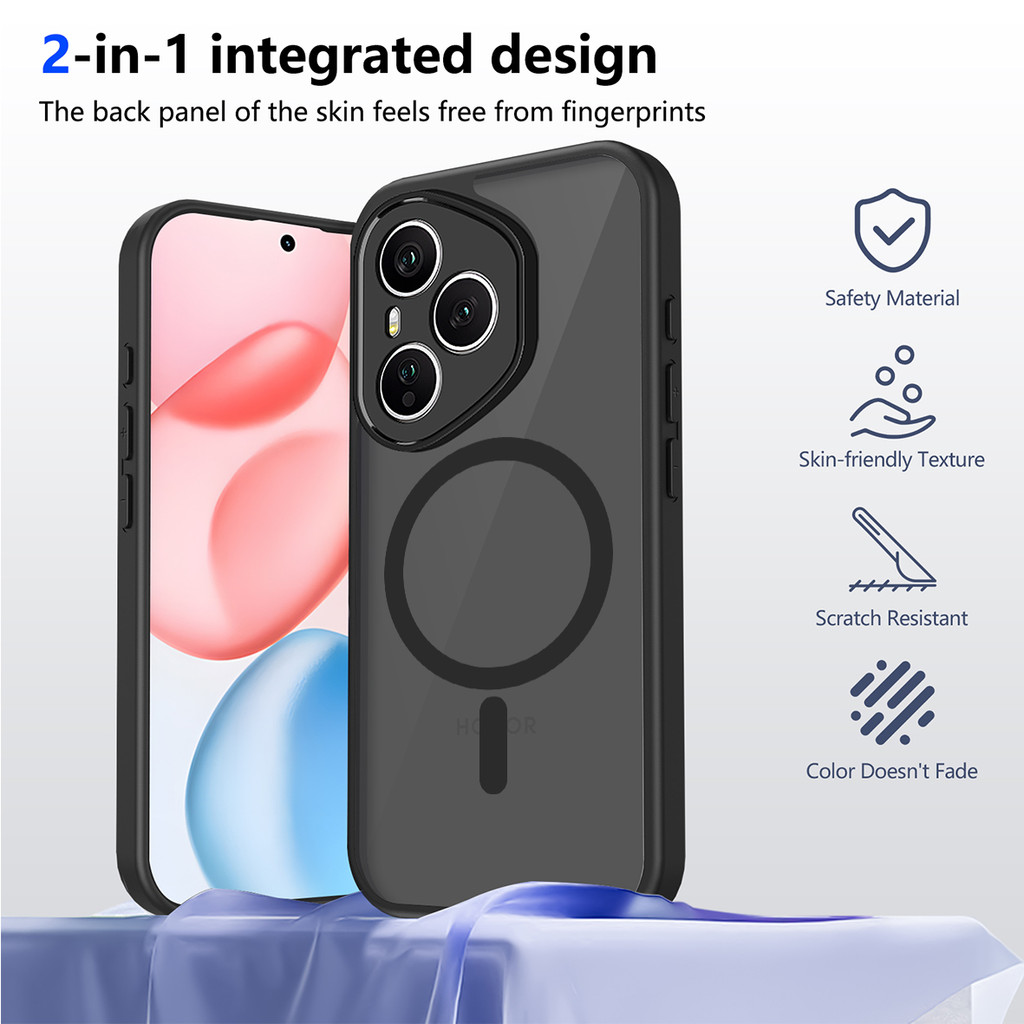 Ốp lưng Honor 400 Pro 5G Vỏ thu hút từ tính màu đen mờ cho vỏ điện thoại Honor 400 Pro 5G