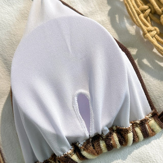Đồ bơi nữ hai mảnh sọc nâu vàng, bikini dây quần ngắn