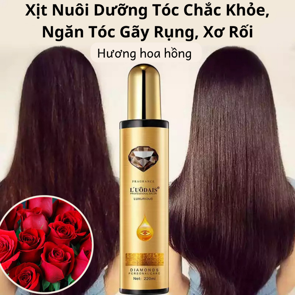 Xịt Nước Hoa Dưỡng Tóc Suôn Mượt Tự Nhiên Giảm Khô Xơ, Gãy Rụng, Giảm Tình Trạng Trẻ Ngọn Hương Thơm Hoa Hồng Dịu Nhẹ
