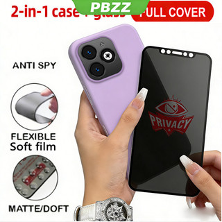 Thạch Màu 2 Trong 1 Gốm Sứ Kính Cường Lực Chống Riêng Tư + Ốp Lưng Cho infinix smart 8 tecno Spark go 2024 hot 40i Spark 20 20c 5g 2023 Vỏ Điện Thoại Thiết Kế Thẩm Mỹ CUTE GDMFK03