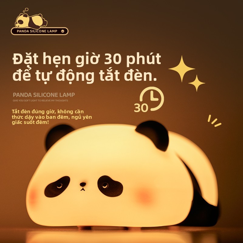 PANDA Đèn ngủ,PhĐiều chỉnh độ sáng,im hoạt hình dễ thương phòng nhỏ ánh sáng ban đêm,Sạc USB Tiện Lợi