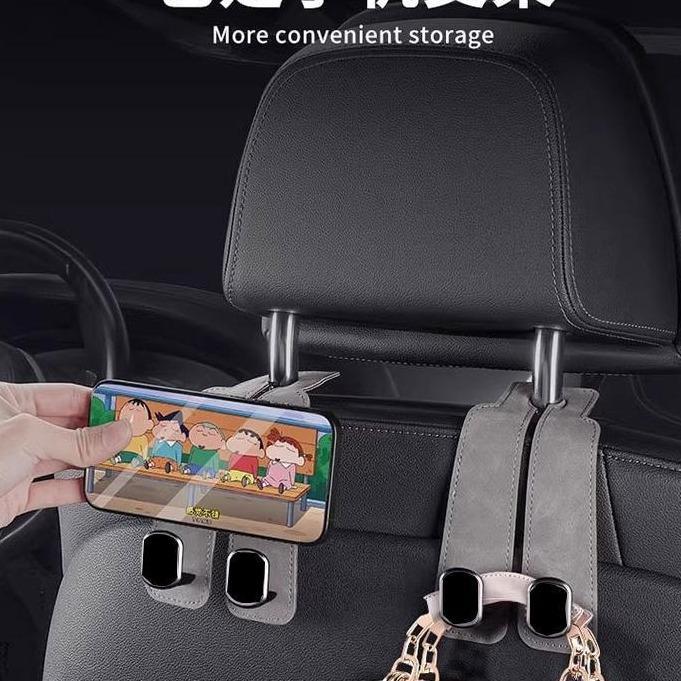 Móc ẩn ghế sau ô tô - Dụng cụ sắp xếp da lộn giả đa chức năng cho tựa đầu lưng