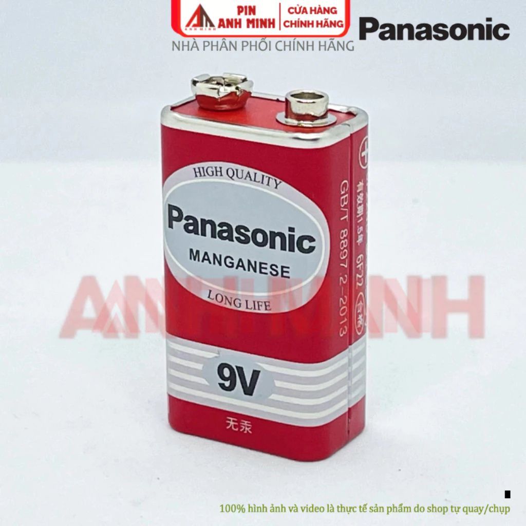 Pin vuông 9V Carbon Panasonic Maxell GP - Hộp 10 viên 6F22 cho báo cháy, gi-ta, đồng hồ vạn năng