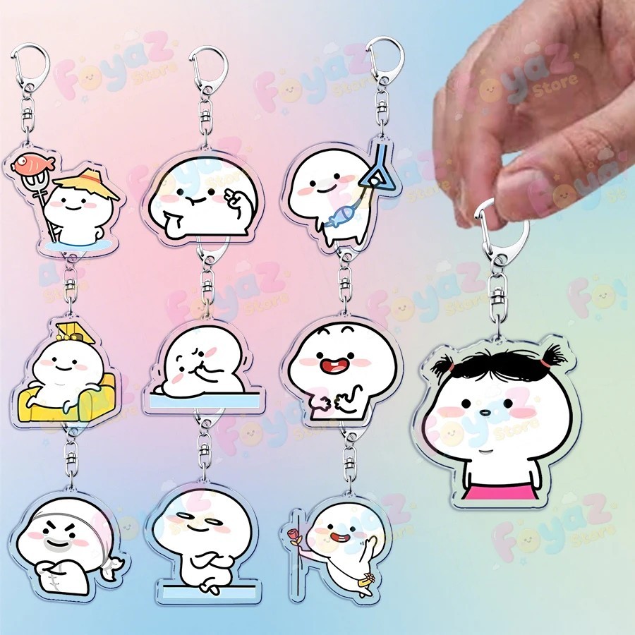 Móc khóa Pentol Quby dễ thương Mica Acrylic in hình Sticker hài hước trang trí cặp sách túi xách phụ kiện quà tặng bạn | BigBuy360 - bigbuy360.vn