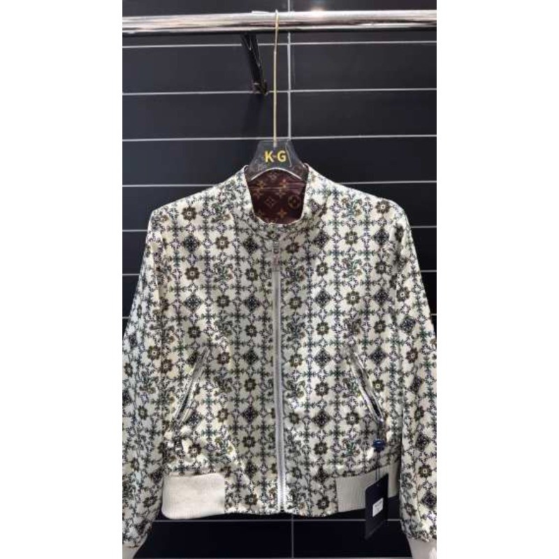 Áo Khoác Ngắn Nữ Jacquard Cổ Đứng, Có Thể Đeo Hai Mặt