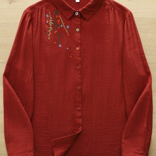 Áo sơ mi nữ 100% cotton, thêu hoa nhỏ, phù hợp mọi season