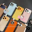 Ốp Lưng Cho IPhone 16 17 11 13 15 14 12 Pro Max Air XR X XS MAX 16 Plus Vỏ chống sốc kết cấu da tối giản đầy màu sắc